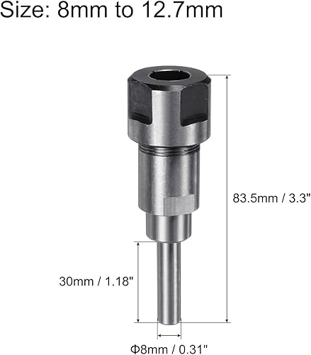 Adattatore Convertitore Asta Estensione Collet Router 8mm a 12,7mm per Fresa Macchina Incisione CNC Lavorazione Legno - Honorern