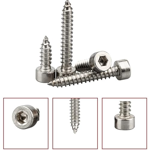 M3 Viti Autofilettanti ad Esagono Incassato, Viti a Brugola Testa Cilindrica 304 Acciaio Inossidabile Ferramenta Elementi di Fissaggio M3x10mm (100 Pezzi) - Honorern