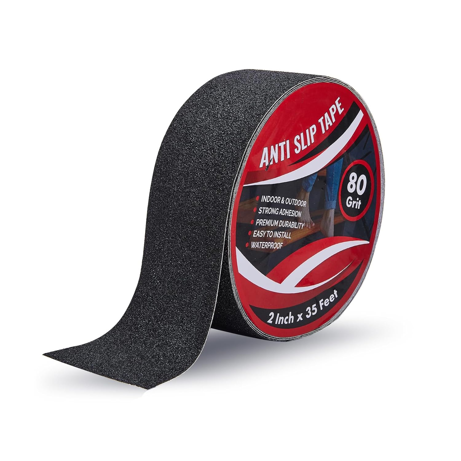 Nastro Antiscivolo, 10 cm x 10,6 m, Nastro di Sicurezza Antiscivolo, per interno ed esterno, Nastro Adesivo Antiscivolo per la sicurezza del lavoro e della famiglia, Banda di Sicurezza, Nero - Honorern