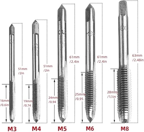 Set di 6 maschi e matrici metriche con chiave per maschi regolabile, M3 M4 M5 M6 M8 - Honorern