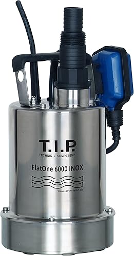 30440 FlatOne 6000 INOX Pompa di dreggio e per piscine, aspirazione fino a 1 mm, portata fino a 6000 l/h, 22,5 x 16,5 x 27 cm - Honorern