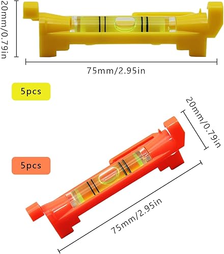 Livella a Filo 10 Pezzi Mini Bubble Spirit Level Livelli per Corde con Ganci Prefabbricati Mini Livella a Bolla per Muratura, Idraulica, Grondaie e Piastrellatura (Giallo e Arancione) - Honorern