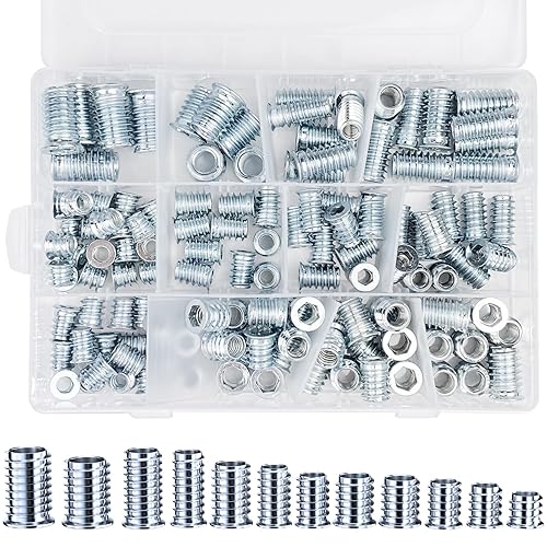 130 Pezzi in Totale Inserti Filettati, Boccole Filettate per Legno, Inserto Filettato M6/M8/M10, Inserire Dadi Manicotto da Avvitare Filettata, Boccole Filettate Esagonale, per Mobili In Legn - Honorern