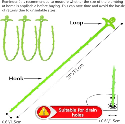 Forlivese 5 Pack 20 Pollici Spirale di pulizia dello scarico, bastoncini teneri di pulizia dello scarico, spirale riutilizzabile di pulizia del tubo - Honorern