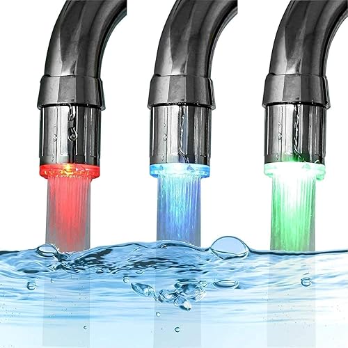 Sensore di temperatura a 3 colori gradiente LED Light Kitchen bagno rubinetto acqua soffione doccia bambini lavarsi le mani più LED Aeratore rubinetto di ricambio per cucina, lavello(4 PC) - Honorern