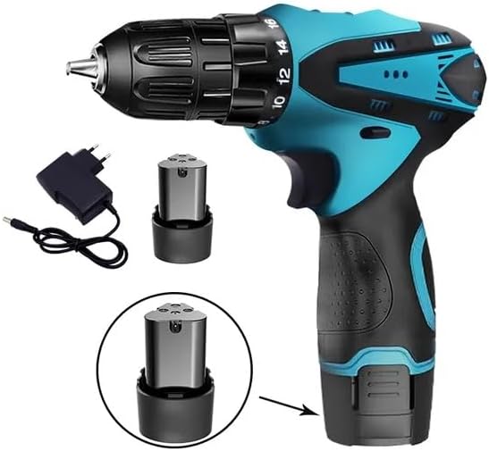 Trapano Avvitatore Batteria 18V 25Nm con 2 Batterie e 1 Caricatore 0-1300 RPM 2 Velocità con LED Luce Mandrino Autoserrante 10mm 24 Accesori in Valigetta - Honorern