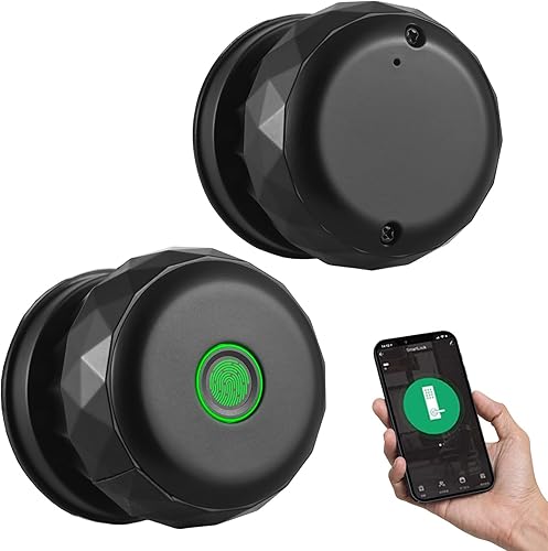 Smart Lock - Serratura senza chiave con manopola per porta di impronte digitali, telecomando TY, serratura BT 3 in 1 con impronte digitali/chiave/app per 35-55 mm, porta tipo C, ricarica di - Honorern
