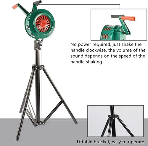 Sirena Manuale da 120 Db, Sirena Antiaereo a Manovella, con Base su Binario, Regolabile in Altezza, Prevenzione di Pioggia E Polvere, per Casa/capannone/Garage/Furgone - Honorern