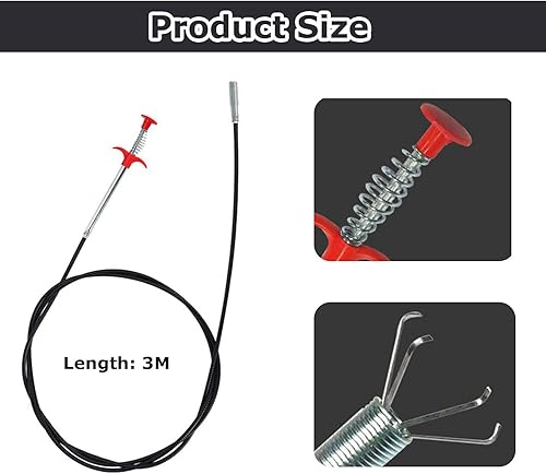 Gancio pulizia lavandino, Pinze Flessibili per Artigli da 300cm Retrattile Artiglio Pulito con 4 Artigli Pinza Telescopica Prendi Oggetti per la Pulizia Dei Tubi per Cucina, Bagno e Fogne - Honorern