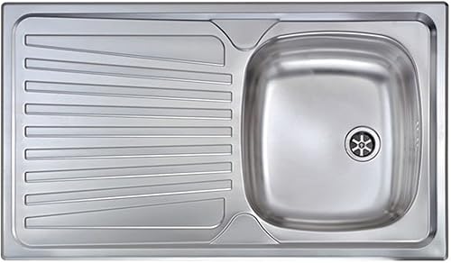 Lavello Cucina in Acciaio Inox con 1 Vasca Destra e Gocciolatoio Sinistro - Lavabo da Incasso 86x50 cm Made in Italy - Honorern