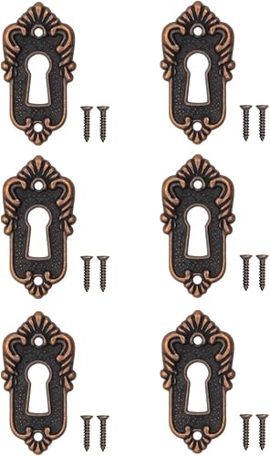 Set di 6 targhette antiche per chiavi e rosette, design vintage in rame - Honorern