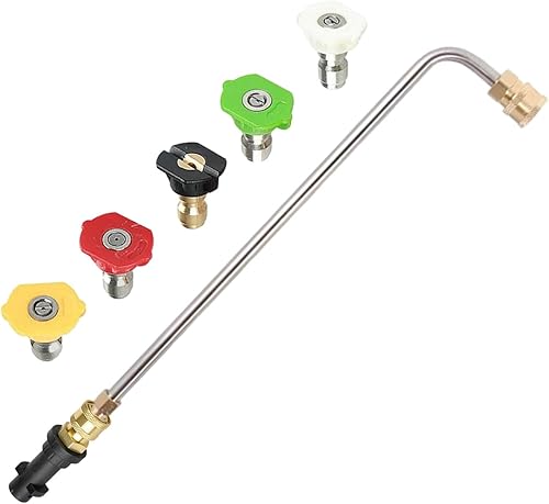 Asta di prolunga per idropulitrice, in acciaio inox, per Karcher K2 K3 K4 K5 K6 K7, strumento di pulizia per rondella auto, con 5 ugelli spray (30 gradi) - Honorern