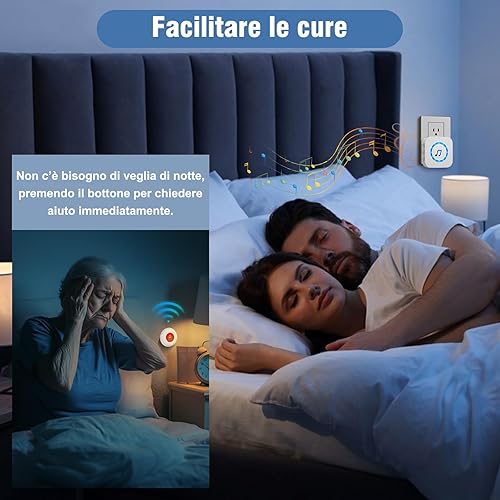 ChunHee Pulsante di chiamata di emergenza per anziani/anziani/anziani, braccialetto di emergenza per anziani/radio, trasmettitore e ricevitore, allarme SOS senza fili, per uomini che necessitano di - Honorern