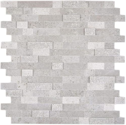 Tappetino autoadesivo per mosaico, composito in pietra naturale Cenerentola, grigio, per pareti, cucina, piastrelle, specchio, rivestimento da parete - Honorern
