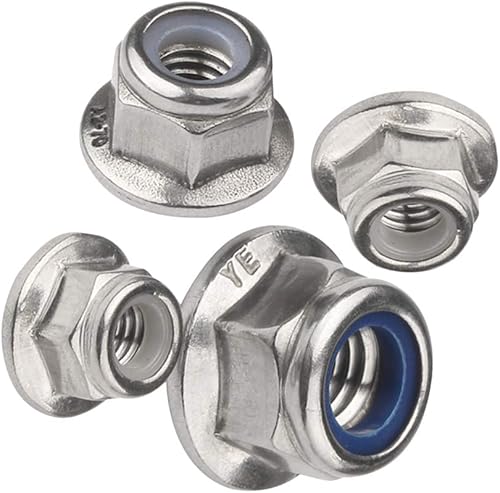 Viti Dadi Flangiati - Chiodi Dado Esagonale Flangia Acciaio Inox Nylon Autobloccante Dado con Rondella M4 M5 M6 M8 M10 M12 - Honorern