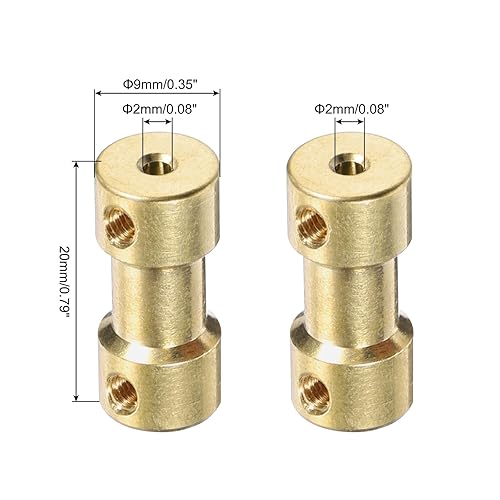 QUARKZMAN 6pz 2mm a 2mm Accoppiatore Albero in Ottone con Viti e Chiave Esagonale Accoppiatore Flessibile per Albero Motore Ruote Auto - Honorern