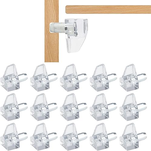 20 Pezzi Perni per Mensole, 5mm Pioli di Supporto per Mensole in Plastica Trasparente e Acciaio Inossidabile, Durevoli e Facili da Installare, per Mobili da Cucina, Librerie e Vetrine - Honorern