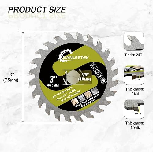 Lama per Sega Circolare per Legno - 5 pezzi 85mm TCT Disco per Taglio Legno per Legno Plastica per Smerigliatrice Angolare - Honorern