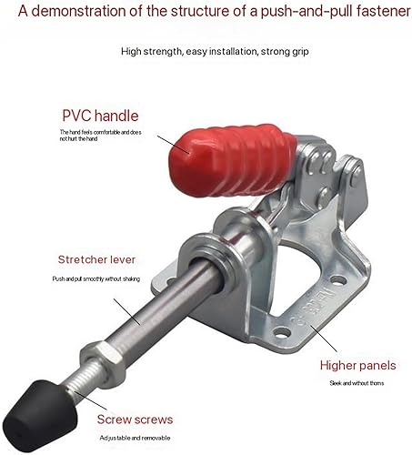 2 Pezzi Grandi Morsetti a Barra di Spinta con Vite di Ricambio, Morsetto a Ginocchiera Rapido Morsetto di Serraggio Regolabile Orizzontale Morsetti da Falegname 136 KG per Modellismo Carpenteria - Honorern