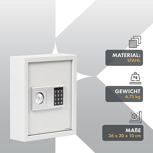 casa pura Cassaforte con serratura elettronica, cassetta portachiavi per 133 chiavi, cassaforte con portachiavi, materiale di fissaggio e chiavi di emergenza - Honorern