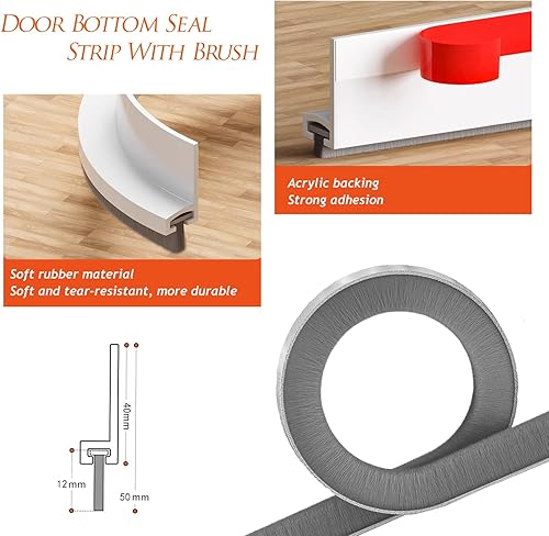 2 Pezzi 100cm Marrone Paraspifferi per Porte, Guarnizione a Spazzola per Porte, Guarnizione per Porta per Protezione da Suoni, Freddo, Umidità e Insetti in Silicone, (brown) - Honorern