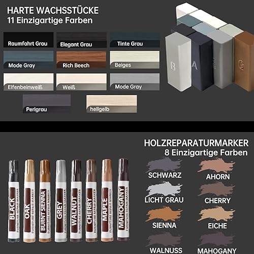 Set di riparazione per pavimenti in vinile, set di riparazione per parquet, set di riparazione per pavimenti in PVC, set di riparazione per pavimenti in vinile, linoleum, mobili e piani di lavoro - Honorern