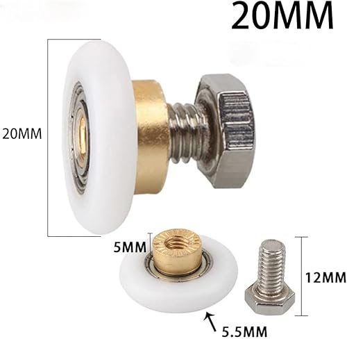 HpLive 4 ruote per porta doccia, box doccia, parti di ricambio per cabina doccia, porta scorrevole, ruote di ricambio per porta della doccia con vite (20 mm) - Honorern