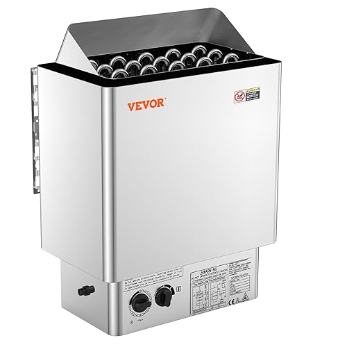 VEVOR Stufa per Sauna Stufa Elettrica per Sauna 8 kW, Riscaldatore Portatile per Sauna Interno/Esterno 400 V 3 N con Timer da 3 Ore Controllo Integrato Uso Domestico Commerciale 8-12 m³ Acciaio Inox - Honorern