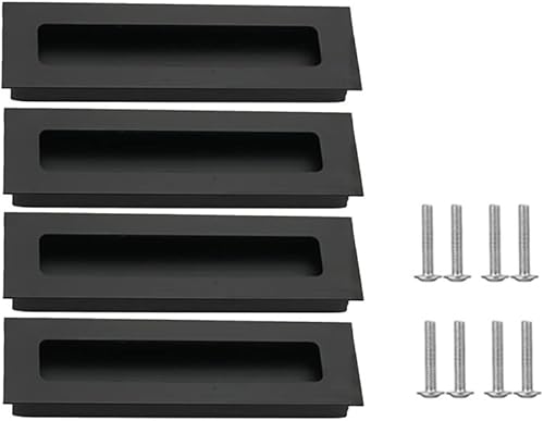 4 Pezzi Maniglie a Incasso in lega di alluminio Maniglie Nascoste Maniglie Rettangolo per Porte Scorrevoli e Armadi (80 * 42 mm, Nero) - Honorern