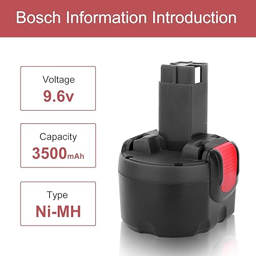 2 Pacchi Topbatt 9,6V 3500mA Ni-MH Batteria di ricambio per Bosch BAT048 BAT100 BAT119 BPT1041 PSR 960 PSR 9,6 VE-2 GSR 9,6 GSR 9,6V PAG 9,6V PLI 9,6V - Honorern