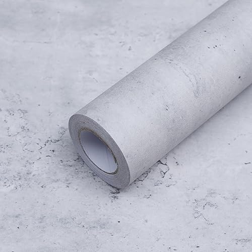 FEILAYS Carta da parati effetto cemento, stile retrò, in vinile, grigio, retro appiccicoso, plastica, opaca, impermeabile, autoadesiva, camera da letto, ufficio, 40 cm × 5 m - Honorern