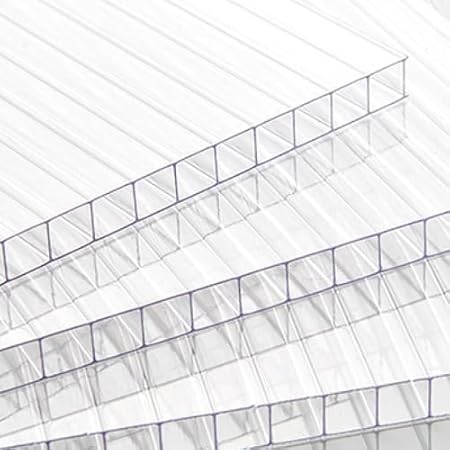 Lastra Policarbonato Alveolare 4 mm Pannelli Policarbonato Trasparente 1000 x 1050, Exolon® Con Doppia Parete, Ideale come Coperture per Tettoie, Giardini, Serre, Lucernari, Made in Italy - Honorern