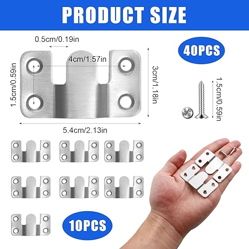 10 PCS Staffa di Montaggio Nascosta Fibbia Incastro, 5.4cm x 3cm, Ganci per Mobili, Installazione Facile per Cornici, Testiere e Opere d'Arte, Resistente e Sicuro, Ideale per Decorazioni da Parete - Honorern