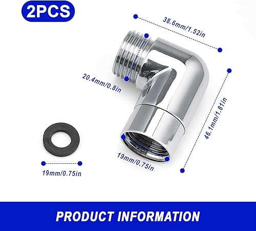 90 Gradi Doccetta Adattatore, 2 Pezzi Gomito per Doccetta, Adattatore per Doccetta Raccordo, Adattatore Angolo per Braccio Soffione Doccia, per Soffioni Doccia, Rubinetti e Tubi Dell'acqua - Honorern