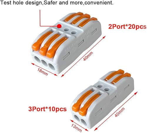 30 Pezzi SPL-2 / SPL-3 Leva-Dado Cavo Connettore Kit, Bilaterale Conduttore Compatto Connettore, Morsettiera Connettore Molla, Morsettiera Cavo Connettore Rapido - Honorern