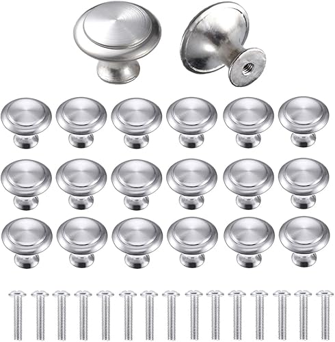 30 Pezzi Argento Cassetto Porta Maniglia Manopola Mobili Manopole Cassetto Pulsanti Porta Rotondo, Manopole Per Mobili Rotond, Con Viti, per Armadietto, Scrivania, Comodino, Libreria, Mobili - Honorern