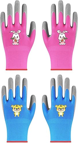 Guanti da Lavoro per Bambini, Guanti Protettivi da Giardinaggio Gioco a Esterno Guanti Morbidi Traspiranti - Honorern