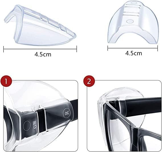 Protezioni Laterali per Occhiali, 3 Paia di Protezioni Slip On Trasparenti per Occhiali di Sicurezza, Flessibili Occhiali di Protezione Antiscivolo Scudi Laterale per Occhiali da Vista Piccoli e Medi - Honorern