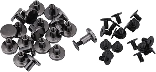 Rivetti a Vite, 20 Set di Rivetti per Borse, Viti Chicago in Ottone a Testa Piatta Nere, Borchia in Metallo per Cintura Piatta, Kit di Rivetti in Pelle 5mm 8mm Opzionale per Borsa Vite Cintura(8mm) - Honorern