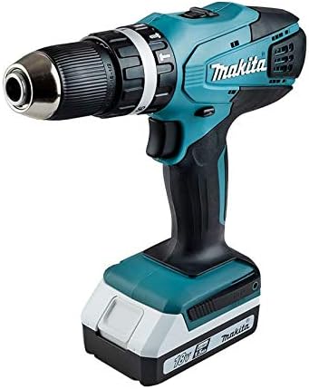 Makita HP457DWE - Trapano avvitatore a percussione, a batteria Li-ion, 1.5 Ah, 18V, Nero, Blu, 1/2 pollice - Honorern