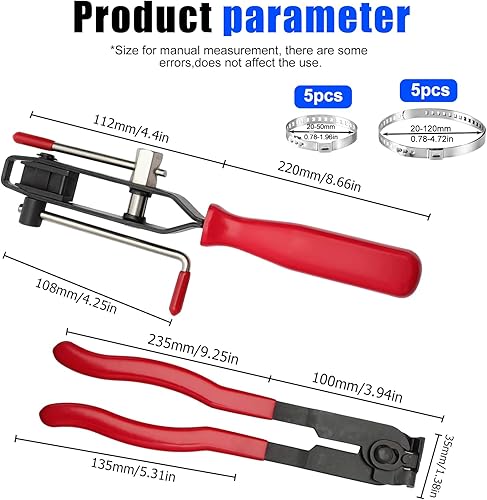 Morsetti per manicotti per assi: set di 12 fascette stringitubo, 2 pinze per manicotti assali con 10 manicotti per assi, morsetti per orecchio, nastri di crimpatura per auto - Honorern