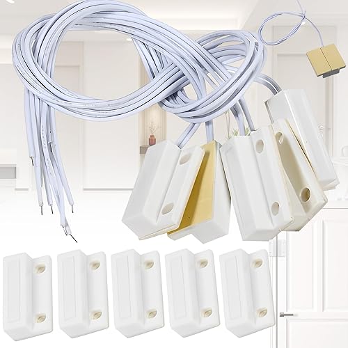 5 Sensori Interruttore Magnetico, Sensore Porta Finestra ABS, Allarme Porta Finestra, Interruttore Magnetico Sistema Allarme Sicurezza Domestica, Allarme Interruttore Contatto Porta Finestra Magnetico - Honorern