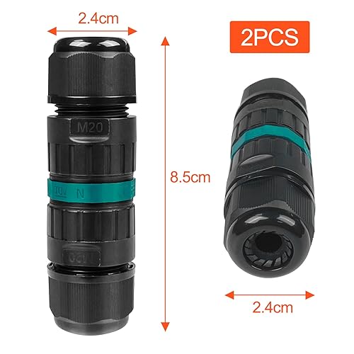 2 Pezzi Connettori Elettrici Impermeabili, Connettore Stagno, Scatola di Giunzione, Manicotto di Collegamento Cavo, Cassetta Derivazione Stagna per Diametro Cavo 5-9 MM, 9-12MM - Honorern