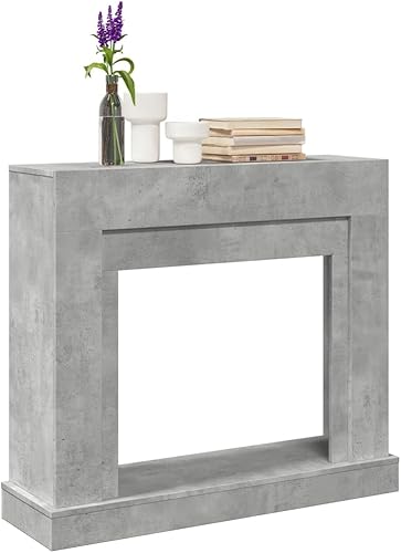 vidaXL Cornice per Camino Grigio Cemento 100x30x87,5 cm in Truciolato, cornice per caminetto, struttura per camino, decorazione camino - Honorern