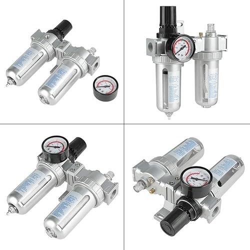 Filtro combinato compressore aria con manometro, separatore acqua olio compressore aria 1/2 ', kit combinato regolatore filtro aria compressa mini per protezione compressore aria - Honorern