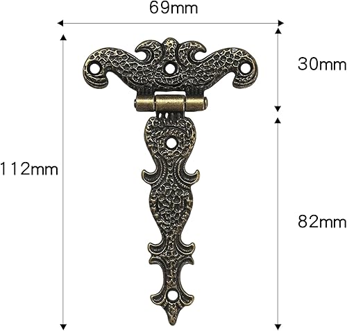 4 cerniere antiche a T con cerniera retrò, cerniere per mobili, cerniere con viti per armadi, finestre, porte in legno - Honorern