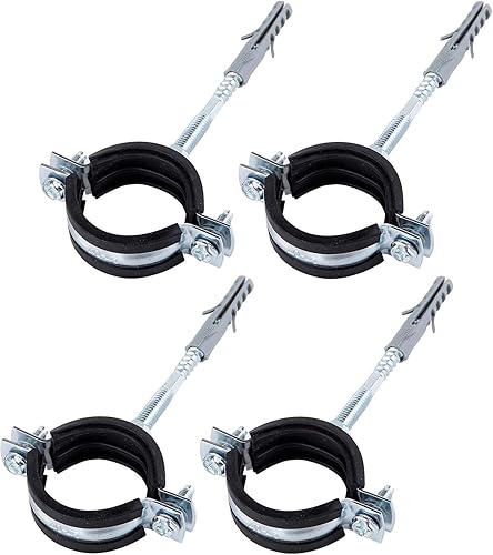 (Confezione da 4 pezzi) Staffe per tubi in metallo singolo antivibrazioni Morsetti a clip con rivestimento in gomma per tubi Ø 40-45 mm (4) - Honorern
