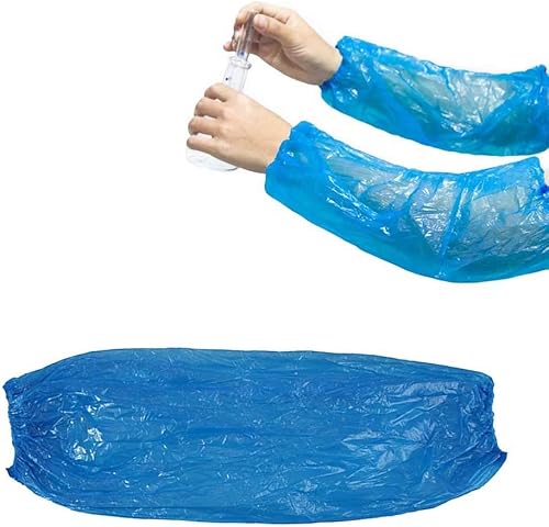 Aolvo Manicotti usa e getta in polipropilene, 100 pezzi, lunghezza 38 cm, copri-maniche, polsino elasticizzato, impermeabili, da usare durante pittura, riparazioni, pulizie, tatuaggi, unisex Blue - Honorern