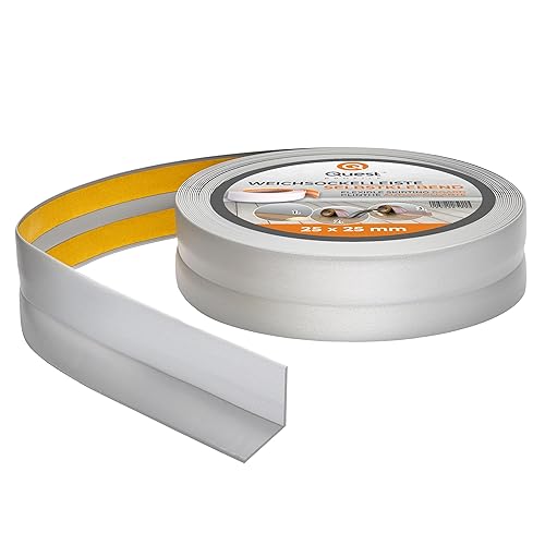 Battiscopa Morbido Adesivo | 25 mm x 25 mm | Striscia di Chiusura Nastro Sigillante Per il Bagno Per la Cucina PVC Flessibile Stretto Decorativo | 5 Metri | Marrone - Honorern