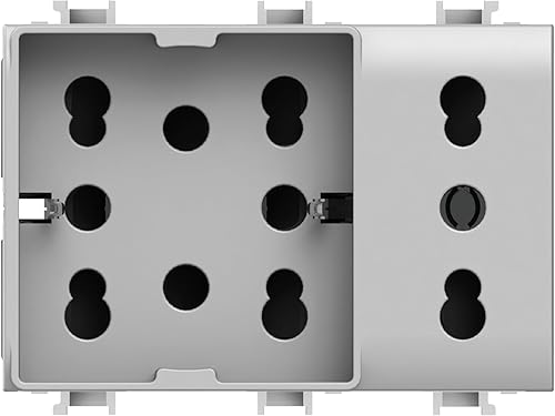 Presa da Incasso Side XL Compatibile con Bticino® Matix™. 4 Prese in 1: permette di collegare una spina schuko e una spina 10/16A o tre spine 10/16A. Colore Bianco - Honorern
